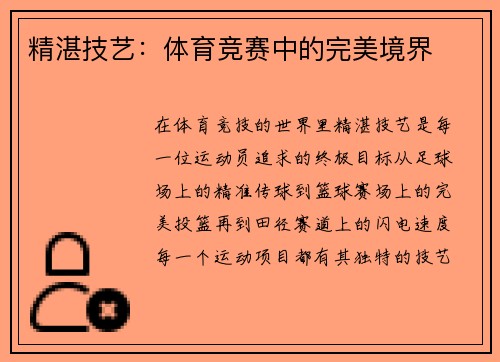 精湛技艺：体育竞赛中的完美境界